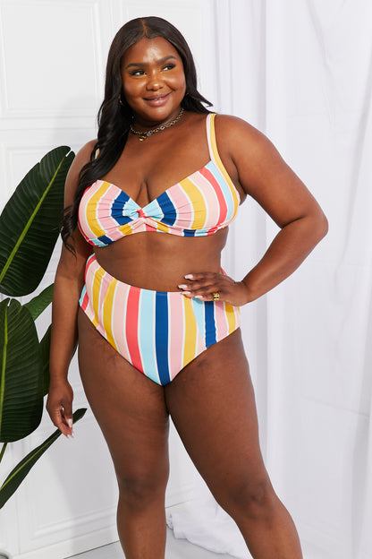 Take A Dip Twist High-Rise Bikini in Stripe Marina West Swim Full Size