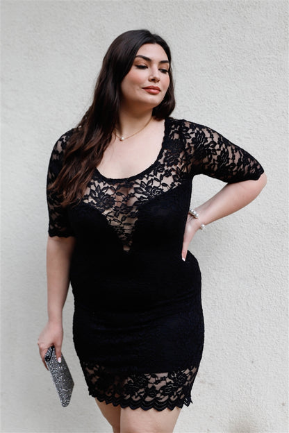 Lace Mini Dress Plus Size