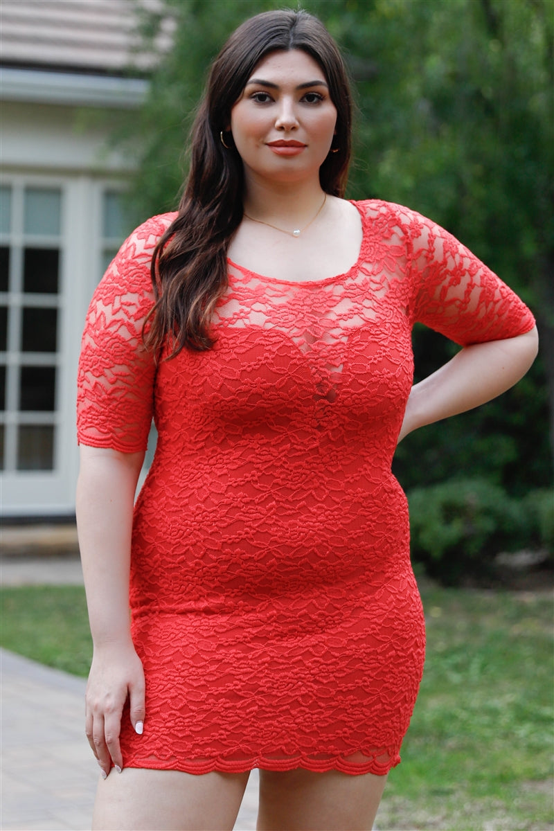 Lace Mini Dress Plus Size