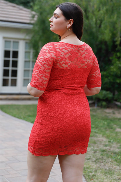 Lace Mini Dress Plus Size