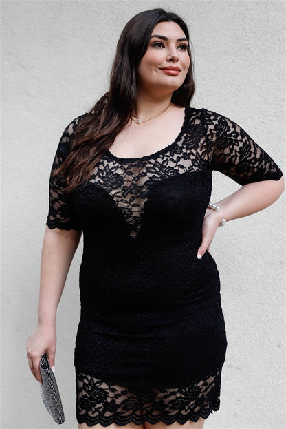 Lace Mini Dress Plus Size