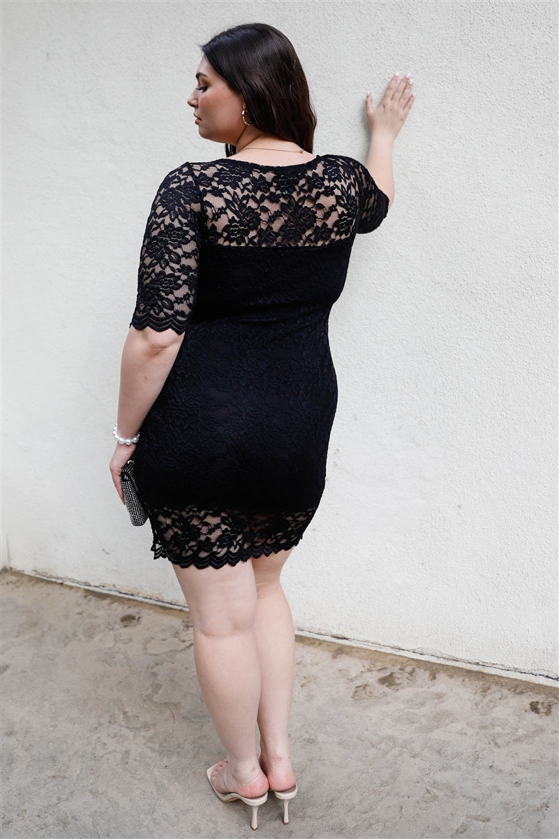 Lace Mini Dress Plus Size