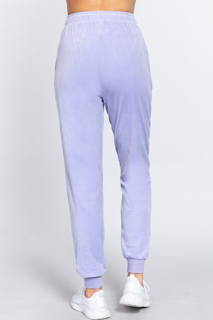 Waist Elastic Velour Long Jogger Pants