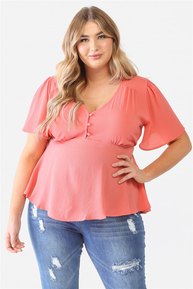 Tie Detail Flare Top Plus Size