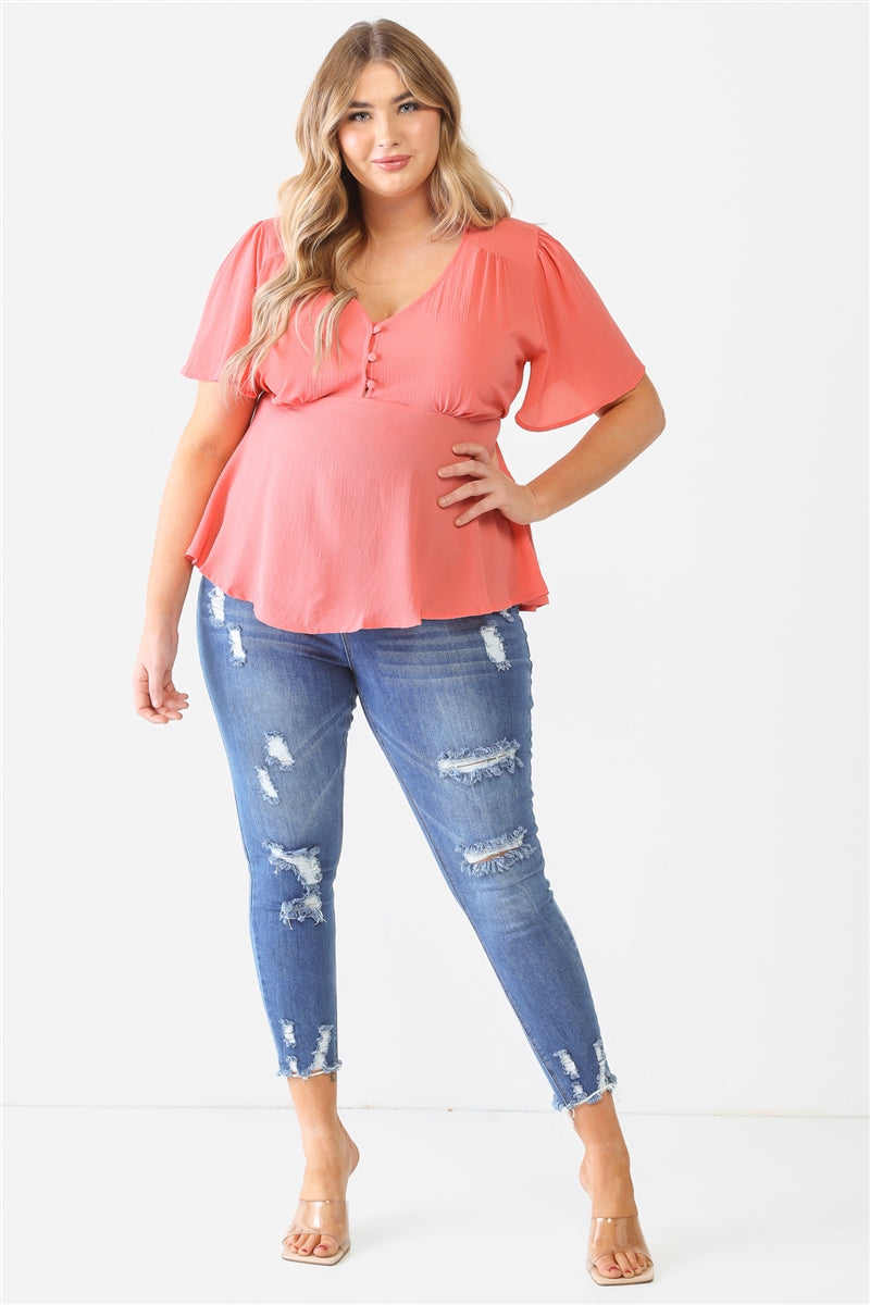 Tie Detail Flare Top Plus Size