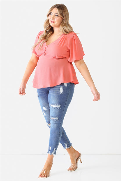 Tie Detail Flare Top Plus Size