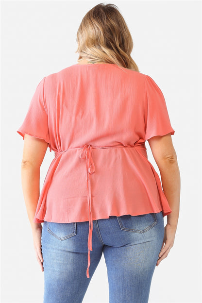 Tie Detail Flare Top Plus Size