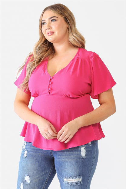 Tie Detail Flare Top Plus Size