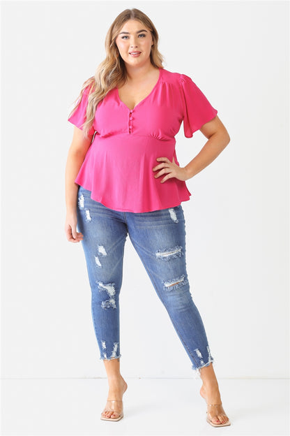 Tie Detail Flare Top Plus Size