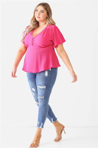 Tie Detail Flare Top Plus Size