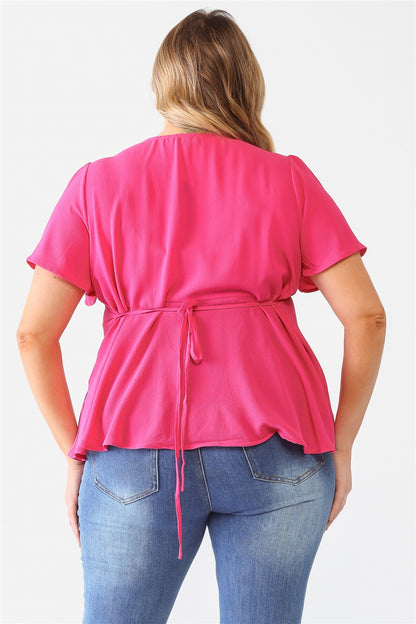 Tie Detail Flare Top Plus Size