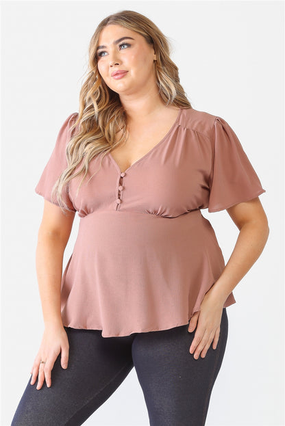 Tie Detail Flare Top Plus Size