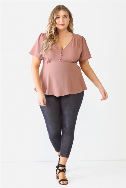 Tie Detail Flare Top Plus Size