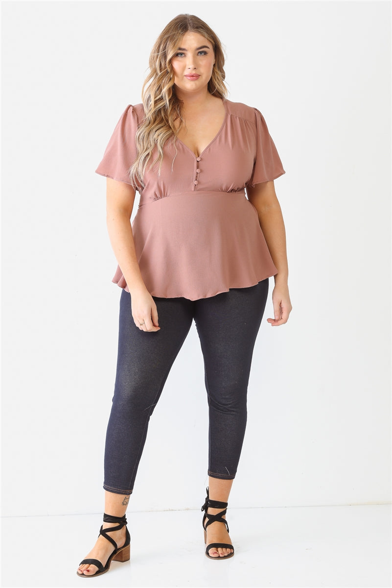 Tie Detail Flare Top Plus Size