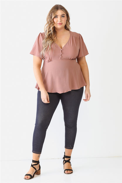 Tie Detail Flare Top Plus Size