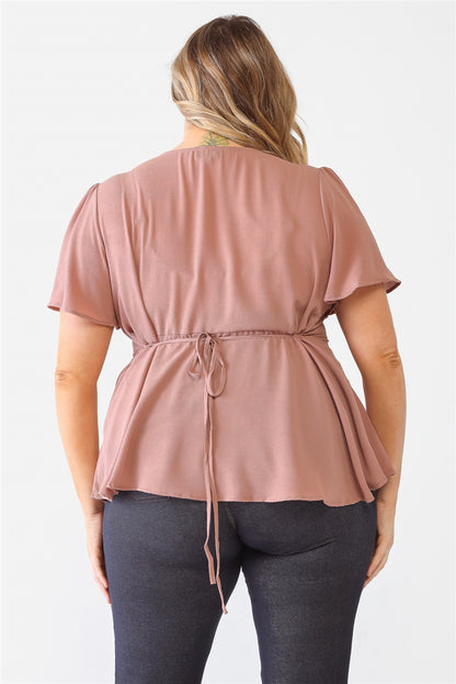 Tie Detail Flare Top Plus Size