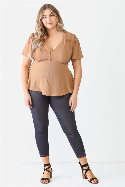 Tie Detail Flare Top Plus Size