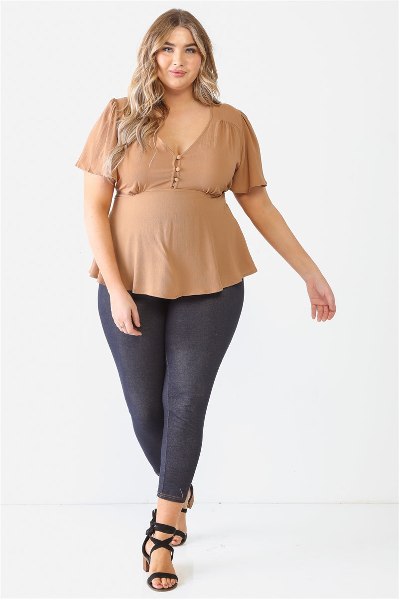 Tie Detail Flare Top Plus Size