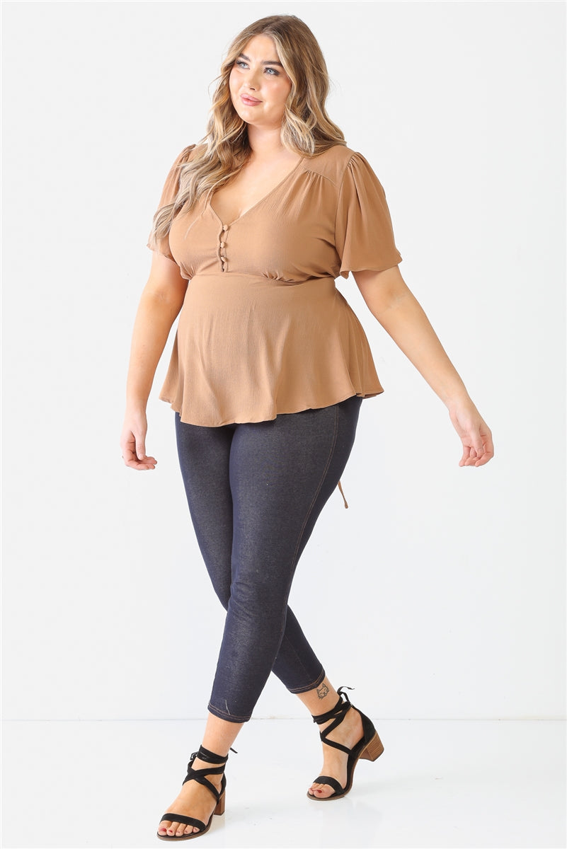 Tie Detail Flare Top Plus Size