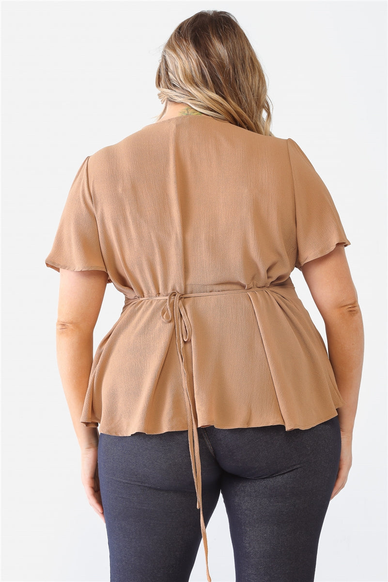 Tie Detail Flare Top Plus Size