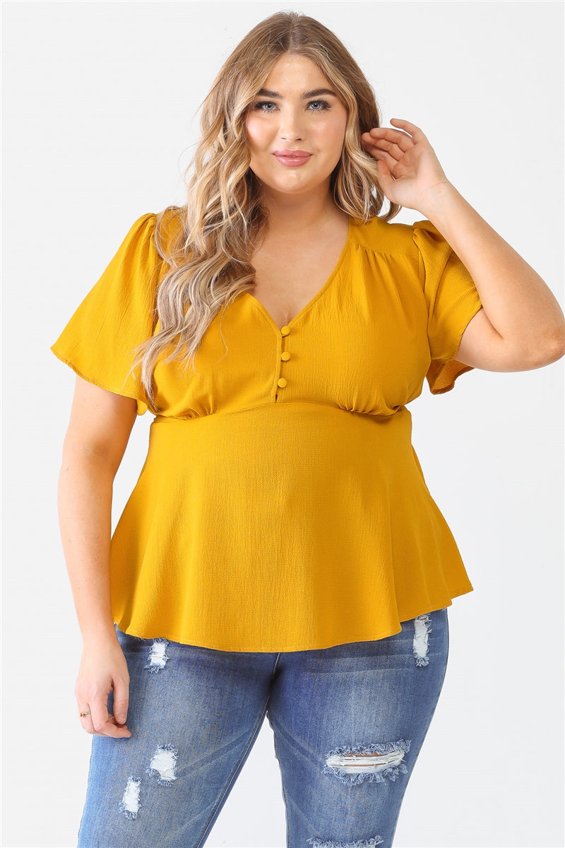 Tie Detail Flare Top Plus Size