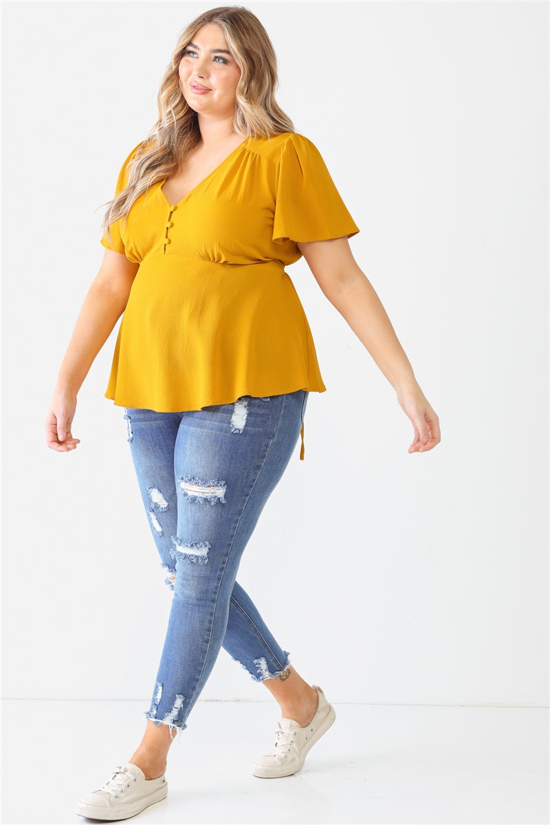 Tie Detail Flare Top Plus Size