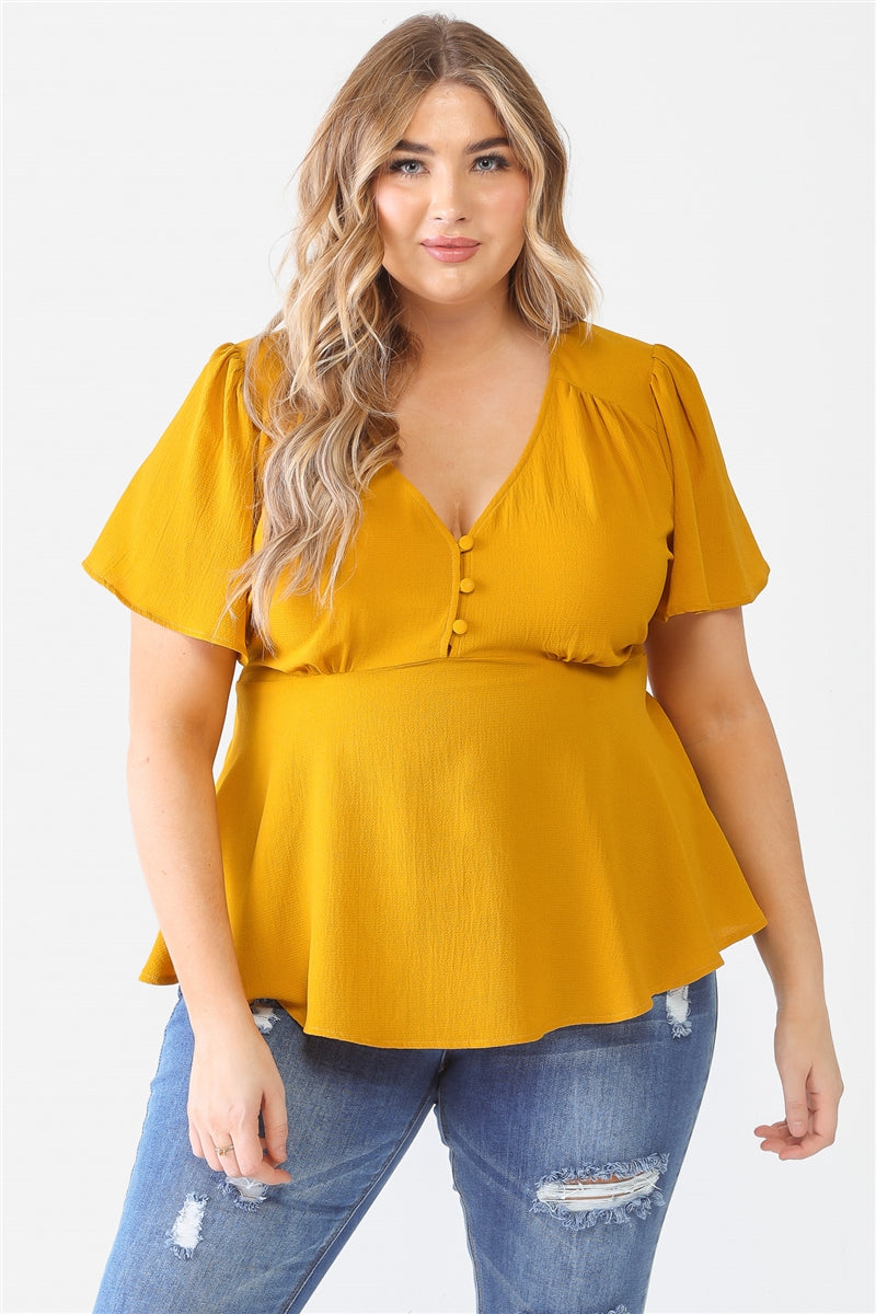 Tie Detail Flare Top Plus Size