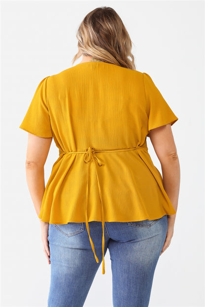 Tie Detail Flare Top Plus Size