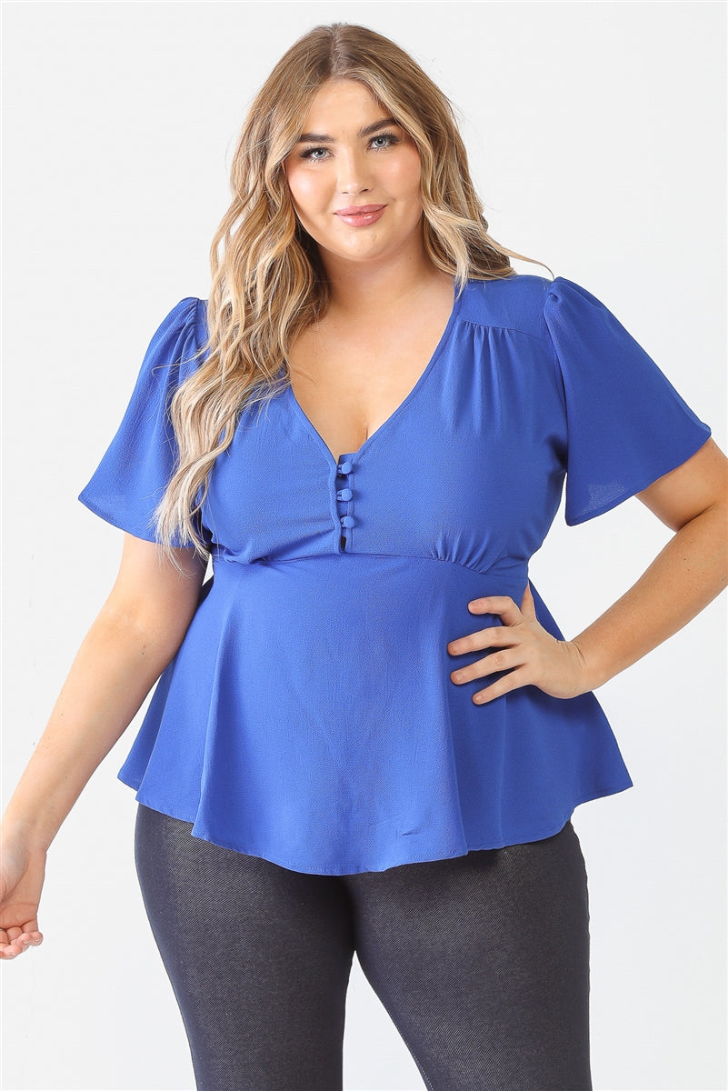 Tie Detail Flare Top Plus Size