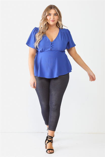 Tie Detail Flare Top Plus Size