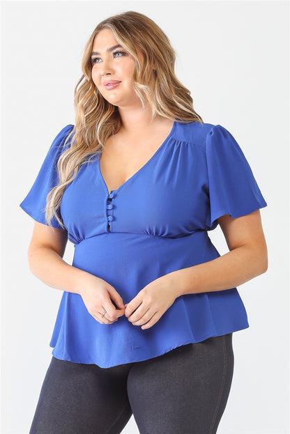 Tie Detail Flare Top Plus Size