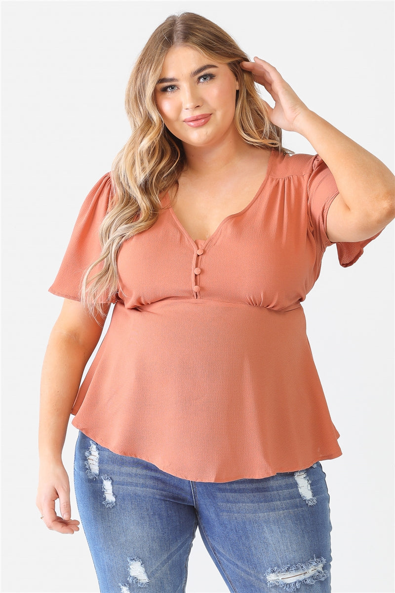 Tie Detail Flare Top Plus Size