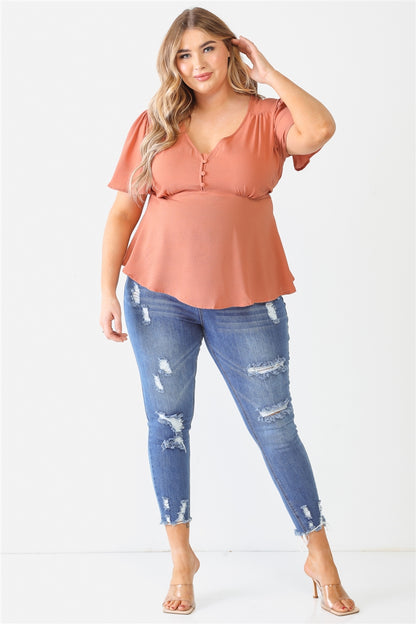 Tie Detail Flare Top Plus Size