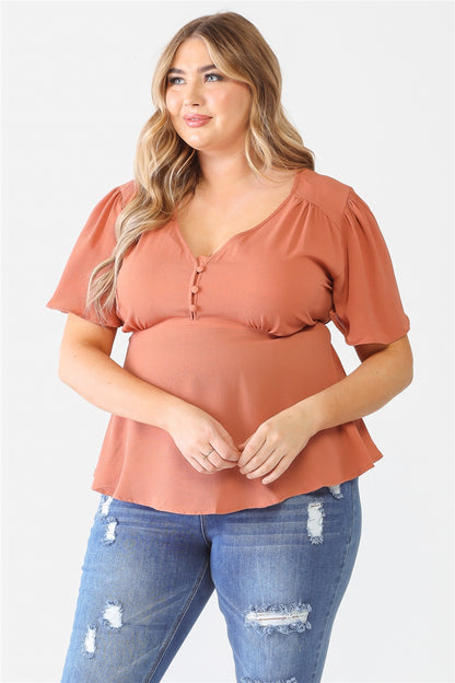 Tie Detail Flare Top Plus Size