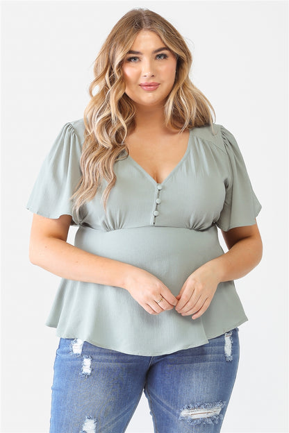 Tie Detail Flare Top Plus Size