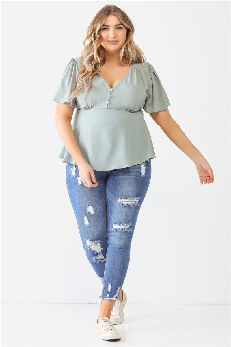 Tie Detail Flare Top Plus Size