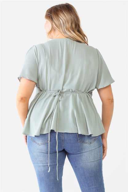 Tie Detail Flare Top Plus Size