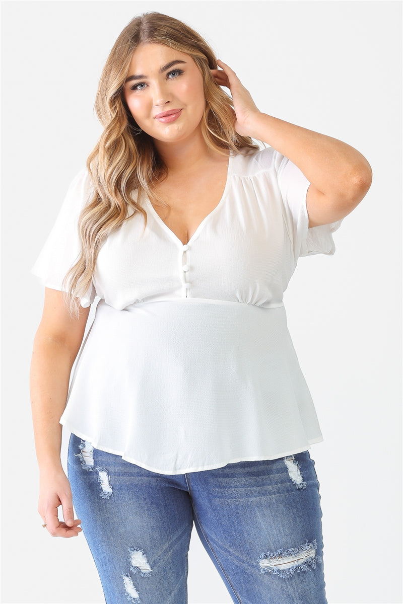 Tie Detail Flare Top Plus Size