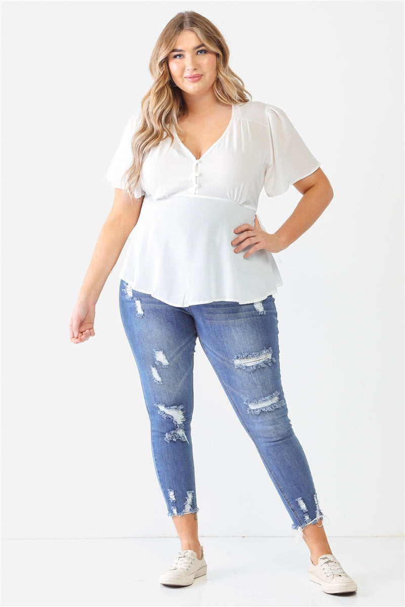 Tie Detail Flare Top Plus Size