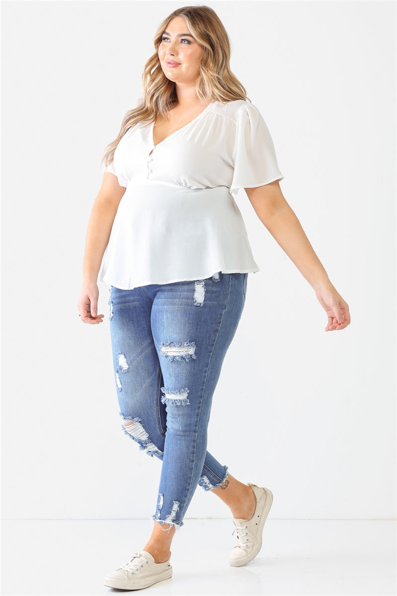 Tie Detail Flare Top Plus Size