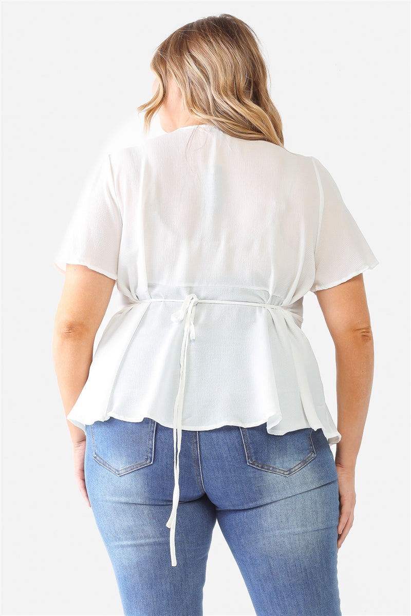 Tie Detail Flare Top Plus Size