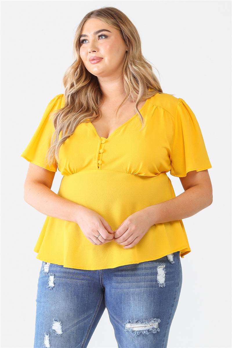 Tie Detail Flare Top Plus Size