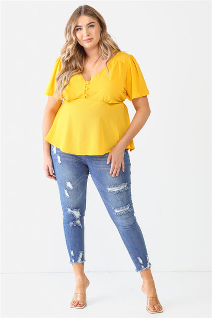 Tie Detail Flare Top Plus Size