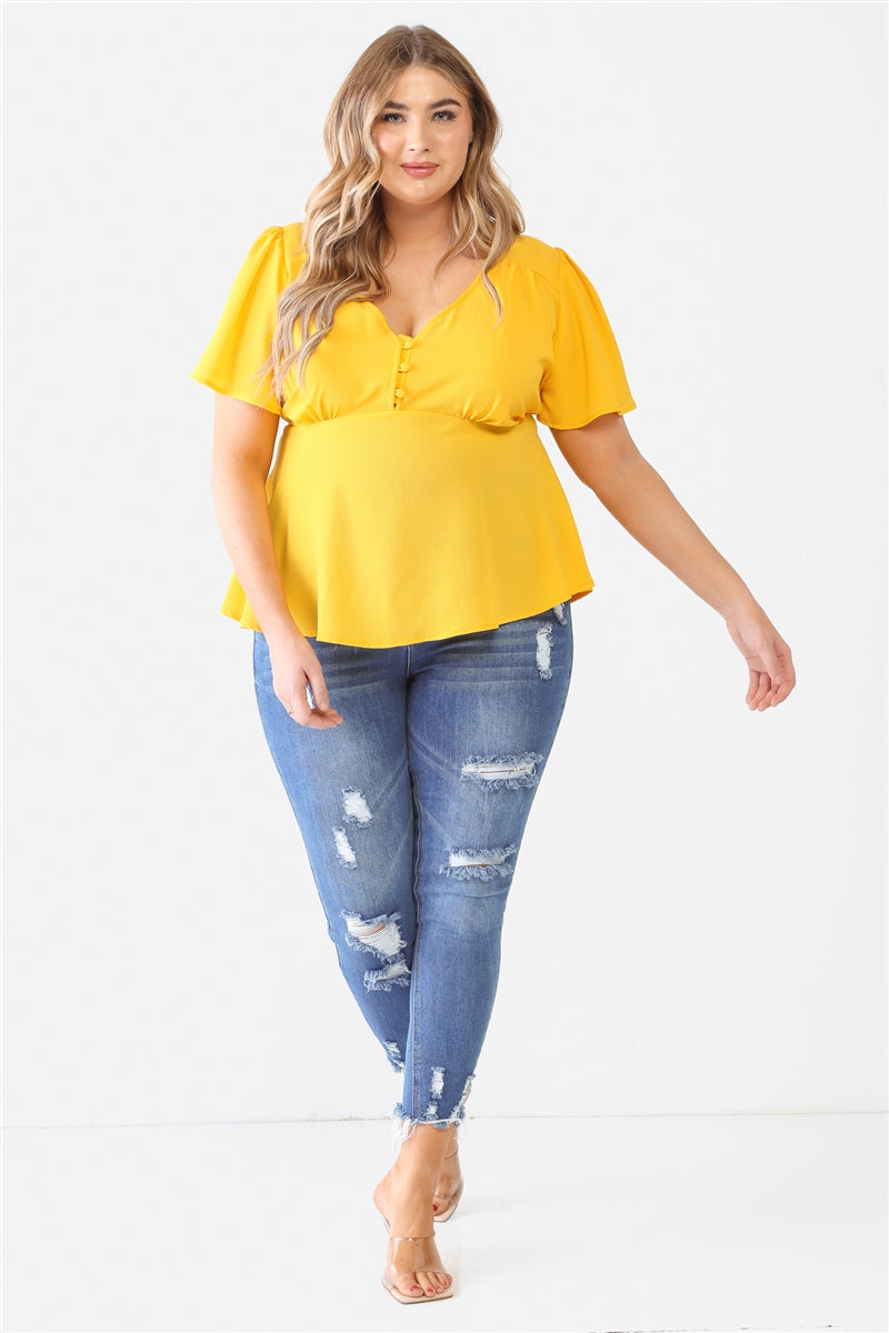 Tie Detail Flare Top Plus Size