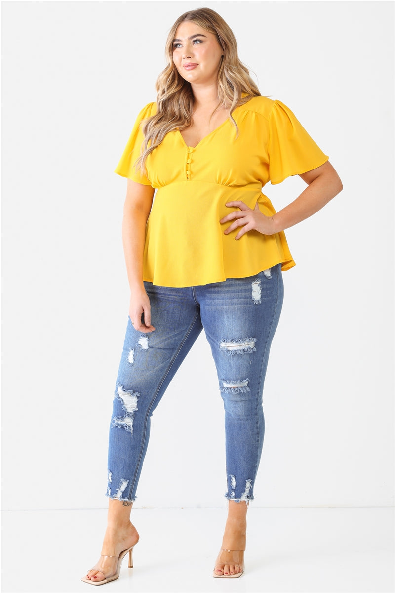 Tie Detail Flare Top Plus Size