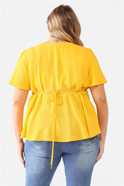 Tie Detail Flare Top Plus Size