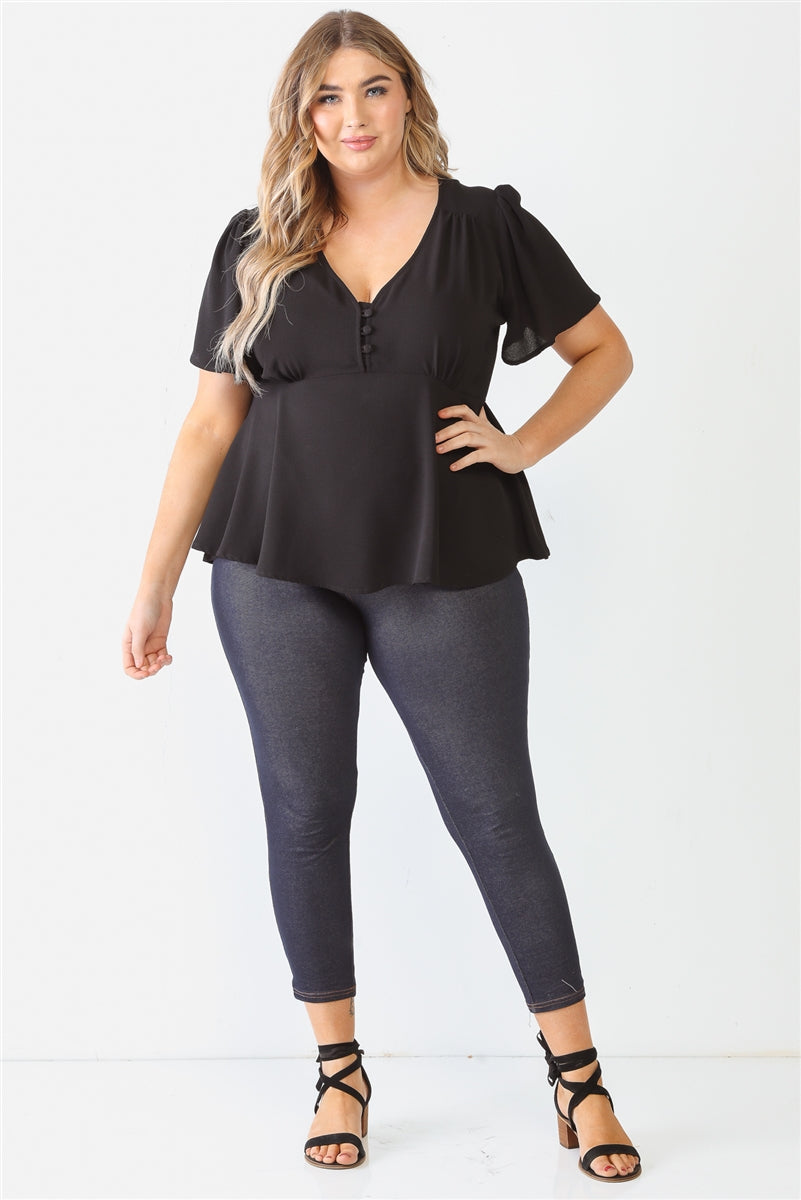 Tie Detail Flare Top Plus Size