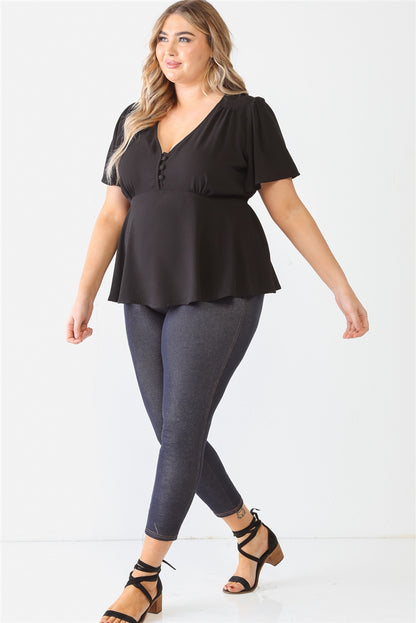 Tie Detail Flare Top Plus Size