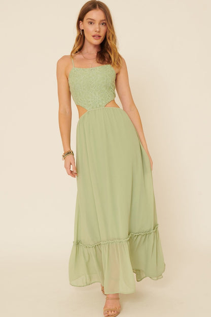 Chiffon Floral Lace Maxi Dress