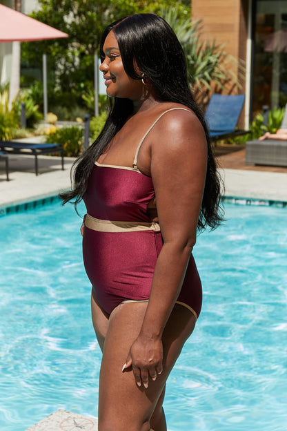 Wave Break Contrast Trim One-Piece in Wine Marina West Swim Full Size